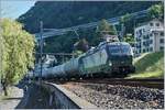 Nun scheint auch am Genfersee das  Vectron -Zeitalter angebrochen zu sein: die 193 280 ist mit einem Kesselwagenzug kurz vor Villeneuve in Richtung Wallis unterwegs.