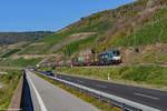 Am 22.09.2020 ist 193 717 (LWR - Locomotive Workshop Rotterdam) im Mittelrheintal bei Boppard in Richtung Norden unterwegs.