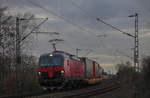 Am 17.02.2021 zog die Pinke Laude 193 488/5370 034 den Clip-KLV nach Krefeld-Uerdingen durch Duisburg-Friemersheim. 