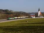 Die 193 839 mit einem Knickkesselzug am 26.02.2021 unterwegs bei Hausbach.