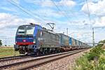 Südleasing/SBBCI 193 518  Ticino/Ceneri 2020  mit dem  LKW Walter -KLV DGS 43717 (Lübeck Skandinavienkai - Novara Boschetto) am Mittag des 28.06.2020 südlich von Auggen.