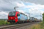 LokRoll/SBBCI 193 472  Köln  mit einem Containerzug aus Italien am frühen Nachmittag des 02.07.2020 bei Hügelheim durchs Rheintal.