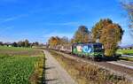 193 232 mit einem Schiebewandwagenzug am 31.10.2021 bei Langenisarhofen.