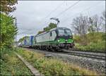 193 267-2 mit einen Aufliegerzug am 20.10.2021 in Vollmerz.