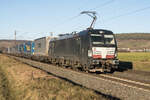 X4E -614 (193 614-5) und Aufliegerzug am 21.12.2021 bei Retzbach.