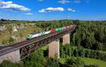 193 240 + 193 814 mit einem Containerzug am 10.08.2023 bei Beratzhausen.