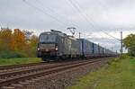 Mit einem LKW-Walther-Aufliegerzug rollte 193 705 am 29.10.23 durch Greppin Richtung Dessau.