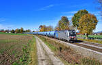 193 113 mit einem Kesselzug am 04.11.2023 bei Langenisarhofen.