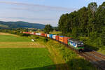 Durch das morgendlich stille Haunetal rauschte am 29. Juni 2024 die für die Wiener Lokalbahnen Cargo fahrende 193 284 mit ihrem Containerzug DGS 43930 von Linz nach Dradenau. Die Aufnahme entstand bei Odensachsen. 