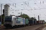 Railpool/EVB 193 806 am 12.7.13 mit einem Containerzug in Verden (Aller).