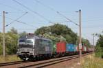 Railpool/EVB 193 806 am 2.8.13 mit einem Containerzug in Hamburg-Moorburg.