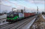 ELL/ECCO 193.212 fuhr am 30.12.14 auf der Ostbahn bei Himberg mit Containerzug Ri.