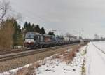 193 872 + 193 875 mit einem Kesselzug am 01.02.2015 bei Langenisarhofen.