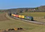 193 209 mit einem Containerzug am 19.03.2015 bei Edlhausen. 