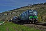 193 203 mit einen vollem Autozug ist am 15.04.15 in Richtung Süden unterwegs gesehen bei Thüngersheim.