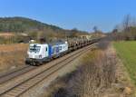 193 813 mit einem leeren Autozug am 19.03.2015 bei Dettenhofen.