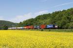 193 861 mit Containerzug am 13.05.2015 bei Gambach.