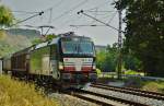 X 4E-602 (193 602) zieht am 18.08.15 einen Schiebewandzug bei Gambach vorbei.