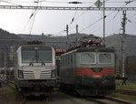 Algt trifft neu in Decin , die  Traditionslok  4981 12  trifft eine moderne Vectron , die 193 823.