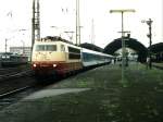 103 184-8 mit IR 2649 Aachen-Magdeburg auf Krefeld Hauptbahnhof am 26-08-1997.