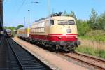 103 222-6 steht am 20.05.2014 mit ihrem Messzug in Zwickau (Sachs) Hbf.