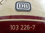 DB Logo und Betriebsnummer von 103 226-7 am 14.06.14 im DB Museum Koblenz Lützel beim Sommerfest 