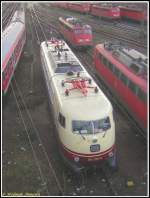 Am 08.03.2007 befrderte 103 235, die am 24.02.2007 mit frischer Hauptuntersuchung Dessau verlassen hatte, einen Messe-Sonderzug von Berlin nach Frankfurt am Main.