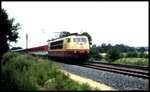 103245 mit Intercity Richtung Norden am 29.06.1997 um 10.16 Uhr auf der  Rollbahn  am Ortsrand von Hasbergen.