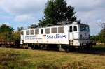 Lok 109-3 der Scandline steht am 12.09.09 aufgebockt im Freigelnde des Werk Dessau.