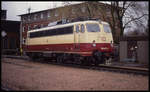 DB 110385 solo am 1.4.1994 im BW Hamburg Eidelstedt.