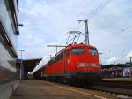 110 494-2 stand am 12.07.07 mit einer RegionalBahn nach Donauwrth auf Gleis 1 des Aalener Bahnhofs.
