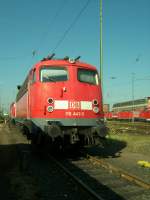110 441-3 vor der E-Lok Werkstatt der DB Regio in Frankfurt am Main.
Am 26.06.2004