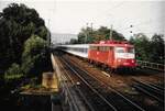 07.Juni 1993 einfahrend ostseite über alten Neckarkanal Hbf.Heilbronn 110 432-2 mit IR 2311 von  Emden nach Stuttgart