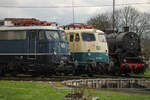 E10 348, 110 300-1 und 82 008 am 16. März 2024 im DB Museum Koblenz 