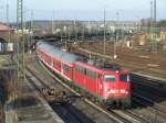 110 494-2 ist am 28.Januar 2008 mit einem Regionalzug von Donauwrth nach Aalen unterwegs.