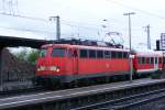 Am 28.04.09 fhrt in Gieen/Lahn von Gleis 3 die 110 436-3 als RB 15343 nach Friedberg/Hessen ab.Nchster Halt ist Groen-Linden!!!