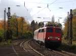 110 417-3 hat mit der RB48 ihren Zielbahnof Wuppertal Hbf fast erreicht. 25.10.2009