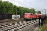 Ausnahmsweise zog am 17.05.10 die 110 446-2 den  Mnchen - Salzburg - Express . Sichtung in Vaterstetten.
