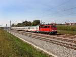 Die 110 497 mit einem Wiesn Sonderzug  am 24.09.2011 unterwegs bei Hattenhofen.