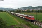 110 491-8 mit dem NF 13990 (Mnchen Ost Pbf - Lourdes) bei Heddesheim. Aufgenommen am 22.05.2013.