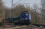 Die 110 043-6 der National Express Rail GmbH am 14.02.2018 auf dem Weg nach Osnabrück kurz nach der Überquerung des Mittellandkanals.