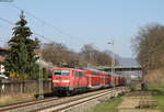 111 029-5 mit dem RE 22027 (Esslingen-Tübingen Hbf) bei Metzingen 23.3.19