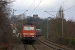 Die 111 160-8 am 25.02.2012 mit dem RE4 (Dortmund Hbf - Aachen Hbf) in Aachen Schanz.