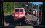 Blick aus 143 856 auf 111 131 und 140 797 bei den Triberger Bahntagen 21.9.24