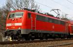 111 093 mit dem RE 9 (Rhein-Sieg-Express) Siegen-Kln-Aachen fhrt am 17.03.2012 in Richtung Kln, hier bei Betzdorf-Bruche.