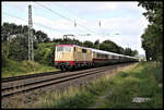 Die SRI 111057 nähert sich hier aus Richtung Osnabrück kommend mit dem Rheingol nach Koblenz am 1.9.2021 um 16.07 Uhr dem Lengericher Tunnel.