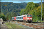 GfF 111 200 mit dem BTS-Sonderzug DZ 90457 Karlsruhe - Nürnberg am 05.10.2024 in Lohr Bahnhof.