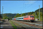 GfF 111 200 mit dem BTS-Sonderzug DZ 90457 Karlsruhe - Nürnberg am 05.10.2024 in Lohr Bahnhof.