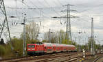 Mit einem RE von Schwedt(O) nach Berlin Hbf passiert 112 184 am 08.04.17 Friedrichsfelde Ost.