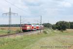 112 139 (DB /  otto hat zugkraft ) fhrt am 27. Juli 2011 um 13:31 Uhr mit einem IRE Richtung Magdeburg Hbf durch Nudow